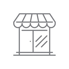 Store E-Commers icon with black outline style. market, retail, delivery, supermarket, building, shopping. Vector illustration