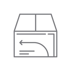 Return E-Commers icon with black outline style. shipping, delivery, box, package, service, logistics, distribution. Vector illustration