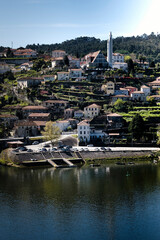 Fototapeta na wymiar A view of the wharf of a small town on the road to the Douro Valley. Portugal.