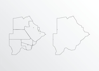Fototapeta na wymiar Black Outline vector Map of Botswana with regions