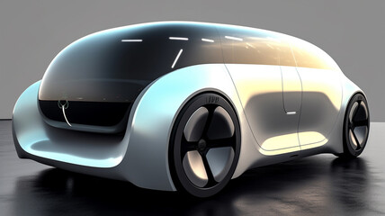 Luxury autonomous self driving vehicle powered by artificial intellingence, future technology for smart citys.