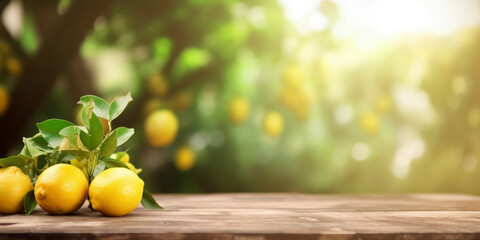 Lemon tree garden background created with generative Ai technology