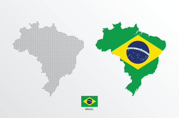 Vector illustration of Brazil map with flag