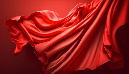 Zelfklevend Fotobehang 赤い布の背景　Generative AI © AYANO