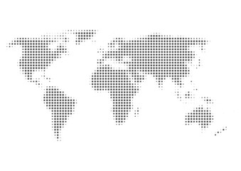 世界地図のイラスト: ドットパターン（黒グラデーション）