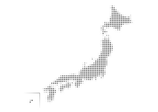 日本地図のイラスト: ドットパターン（黒グラデーション）