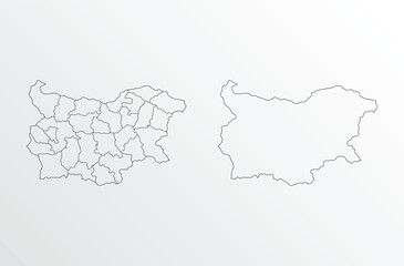 Black Outline vector Map of Bulgaria with regions