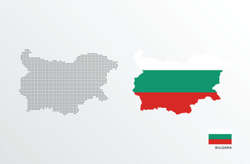 Obraz premium Vector illustration of Bulgaria map with flag