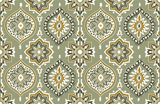 Digital seamless pattern block print batik vector