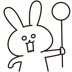 色加工ok　うさぎ素材No.157 プレート_ビックリ