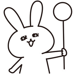 色加工ok　うさぎ素材No.159 プレート_ニッコリ