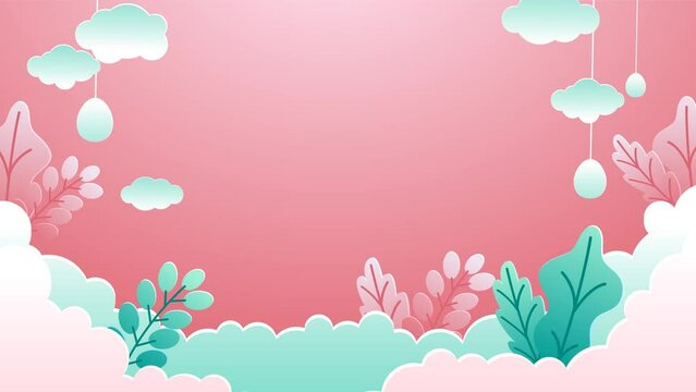 Paper cut easter animated background. Minimalist cute background with copy space area.