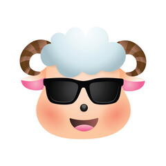 Sheep face cartoon vector illustration isolated. Cute farm animal emoji.