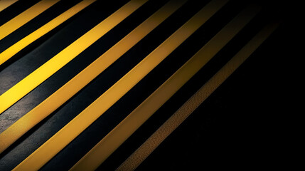 Abstract black background with yellow lines, generative AI.