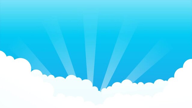 Blue sky animated background with cloud ornament. Blue sky copy space area background.