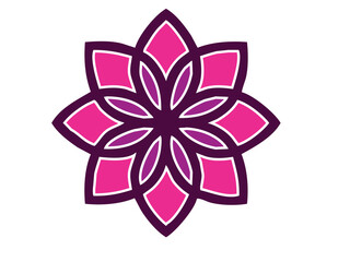 Stylized lotus and pink flower icon illustration.
