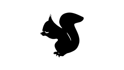 squirrel with nuts silhouette
