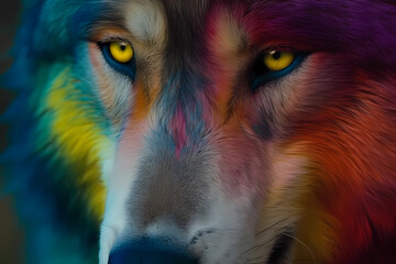 Naklejka premium Colorful Wolve. Created by Generative AI