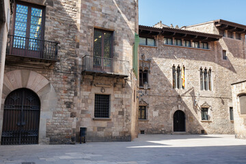 Fototapeta na wymiar Cases dels Canonges in the Gothic Neighborhood of Barcelona, Spain