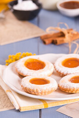 Jam filled butter cookies.
