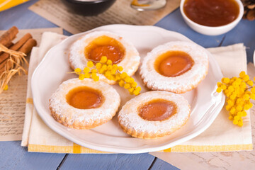 Jam filled butter cookies.