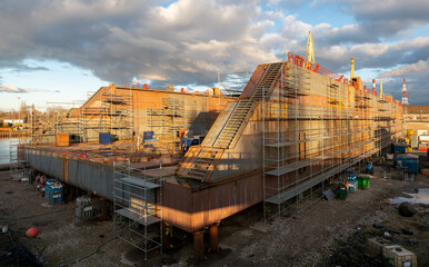 Newly built dry dock at the shipyard