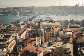 Aerial view of Istanbul from Galata tower, Istanbul panorama from the top