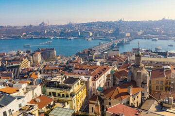 Aerial view of Istanbul from Galata tower, Istanbul panorama from the top
