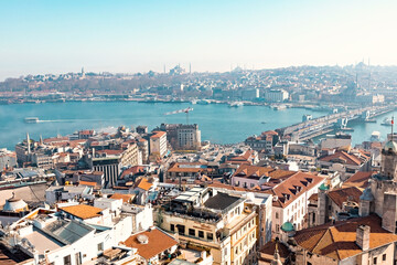 Fototapeta premium Aerial view of Istanbul from Galata tower, Istanbul panorama from the top