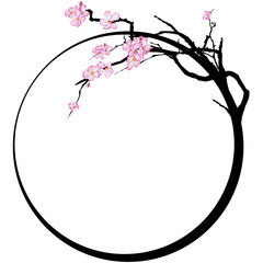 vector round frame with flowers of apple  (EPS 10)
