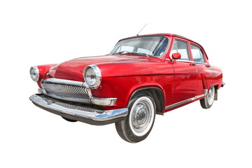 Fototapeta na wymiar vintage red car on white