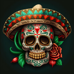 Cinco de Mayo. Day of the Dead Mexican Skull