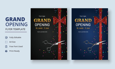 Grand Opening Flyer Template, Realistic grand Opening Invitation, Inauguration Flyer Template, Grand opening ceremony invitation flyer