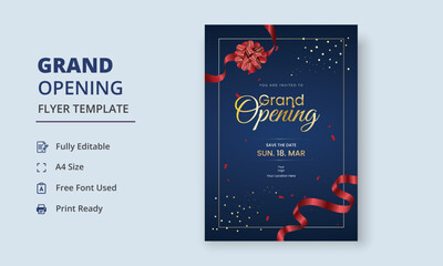 Grand Opening Flyer Template, Realistic grand Opening Invitation, Inauguration Flyer Template, Grand opening ceremony invitation flyer