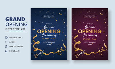 Grand Opening Flyer Template, Realistic grand Opening Invitation, Inauguration Flyer Template, Grand opening ceremony invitation flyer - obrazy, fototapety, plakaty