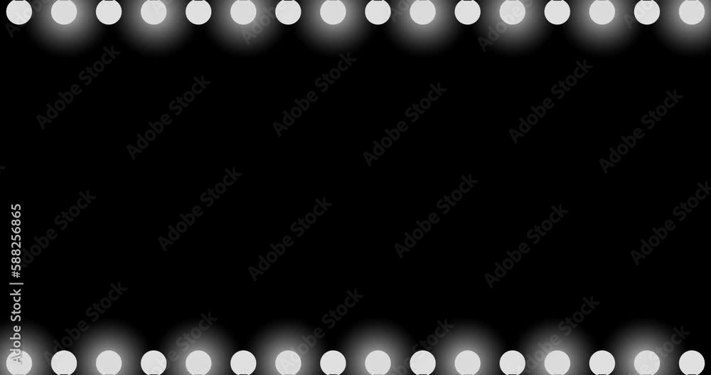 Poster white bulbs animating randomly up and down the shot. animated overlay on black background. backgroun