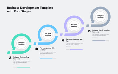 Fototapeta premium Modern business process template with four stages. Slide for business presentation.