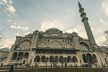 Fototapeta na wymiar Exterior details of Suleymaniye Mosque in Istanbul Turkey