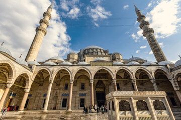 Fototapeta na wymiar Exterior details of Suleymaniye Mosque in Istanbul Turkey