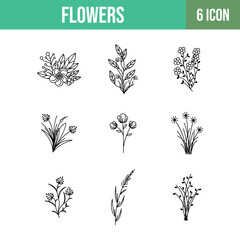 Flowers icons set. thin line icon. Flowers icons. Vector illustration