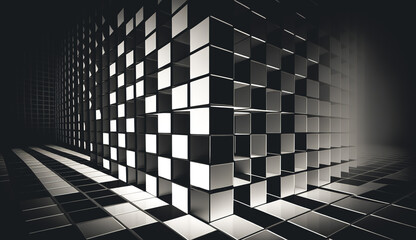 Abstract black and white volumetric background, generative AI.