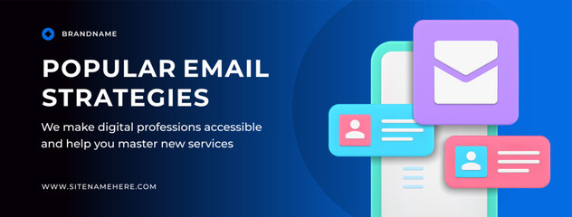 Email marketing cyberspace communication business chatting social media banner 3d icon vector