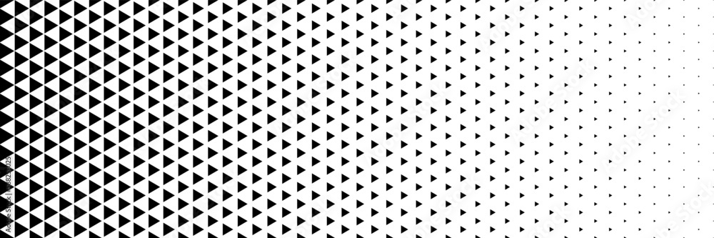 Fototapete horizontal black halftone of triangle design for pattern and background.
