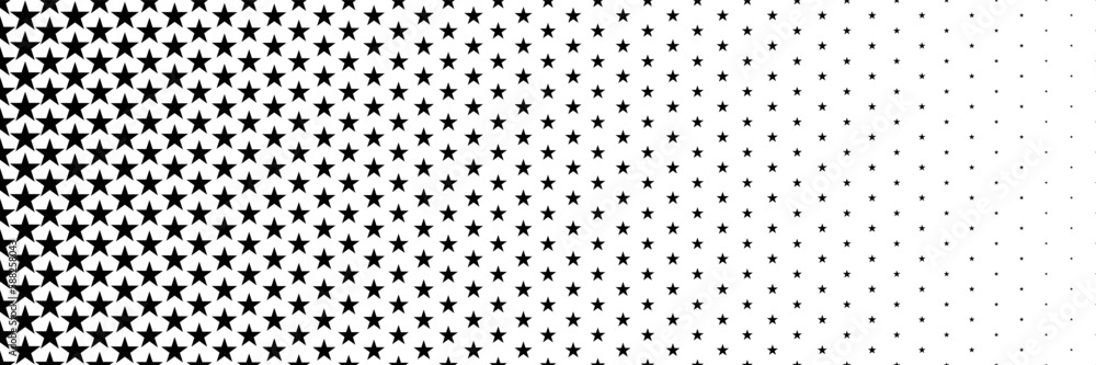 Poster horizontal black halftone of star design for pattern and background.