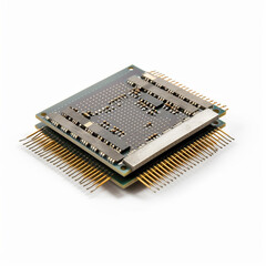 THE CPU microchip is isolated on white background..