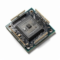 THE CPU microchip is isolated on white background..