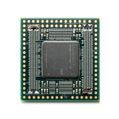 THE CPU microchip is isolated on white background..