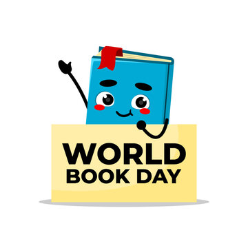 illustration of a book mascot for world book day. cute mascot character vector illustration.
