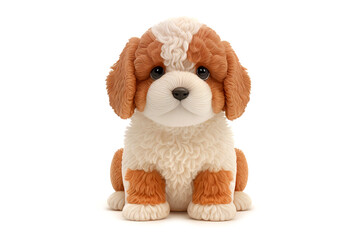 Cute fluffy dog isolated on white, stuffed toy, illustration generative AI