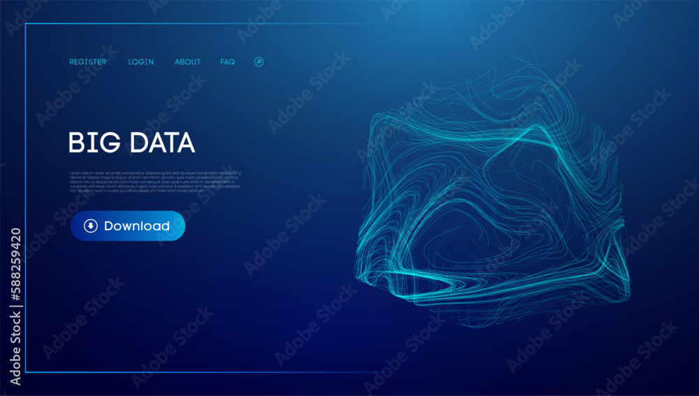 Poster data cube blockchain technology background. futuristic network vector illustration.